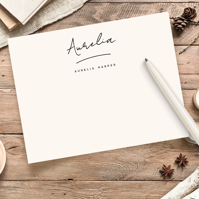 Elegante Signatur Personalisiert Stationery Elfenb Mitteilungskarte (Von Creator hochgeladen)
