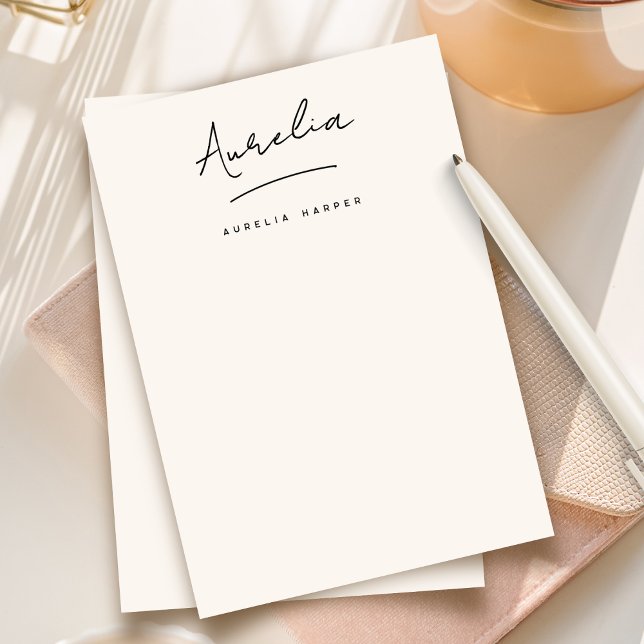 Elegante Signatur Personalisiert Stationery Elfenb Mitteilungskarte (Von Creator hochgeladen)