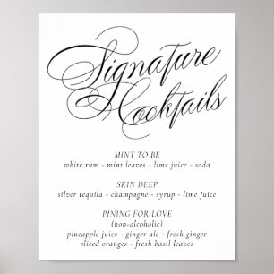 Elegante Signature Cocktail Drink Black Calligraph Poster