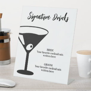 Elegante Signature-Cocktail-Drinks Hochzeit Sockelschild
