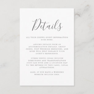 Elegante Signature Guest Information Details Begleitkarte