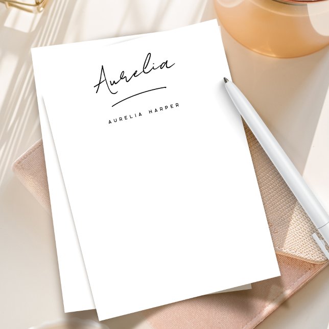 Elegante Signature Personalisiert Stationery Einfa Mitteilungskarte (Von Creator hochgeladen)