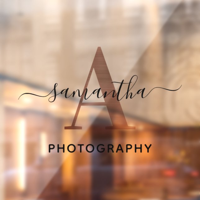 Elegante Signature-Rose Gold-A-Monogramm-Logo Fensteraufkleber (Blatt 2)