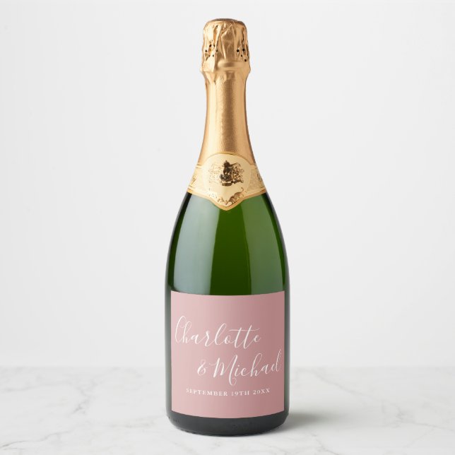 Elegante Signature Script Dusty Rose Hochzeit (Vorderseite)