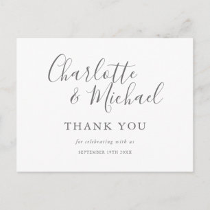 Elegante Signature Script Hochzeit Vielen Dank Postkarte