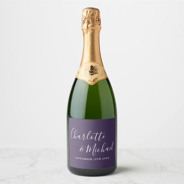 Elegante Signature Script Lila Hochzeit (Vorderseite)