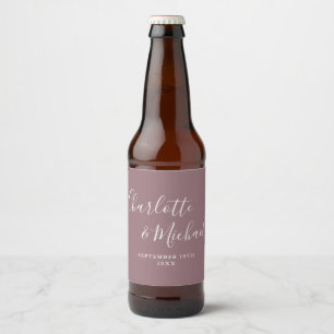 Elegante Signature Script Mauve Wedding Bierflaschenetikett