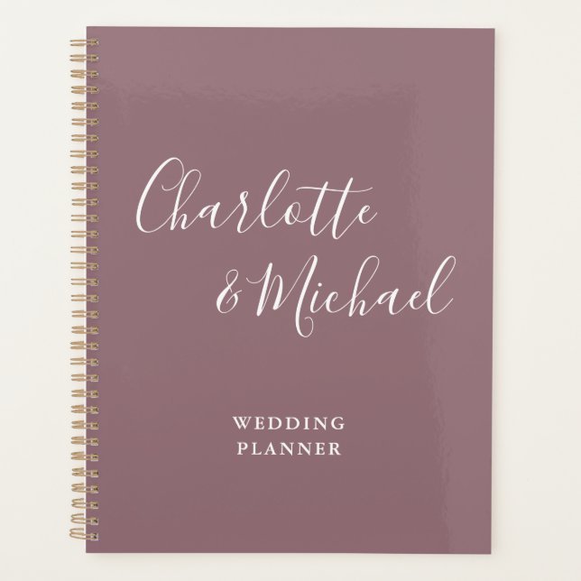 Elegante Signature Script Mauve Wedding Planer (Vorderseite)
