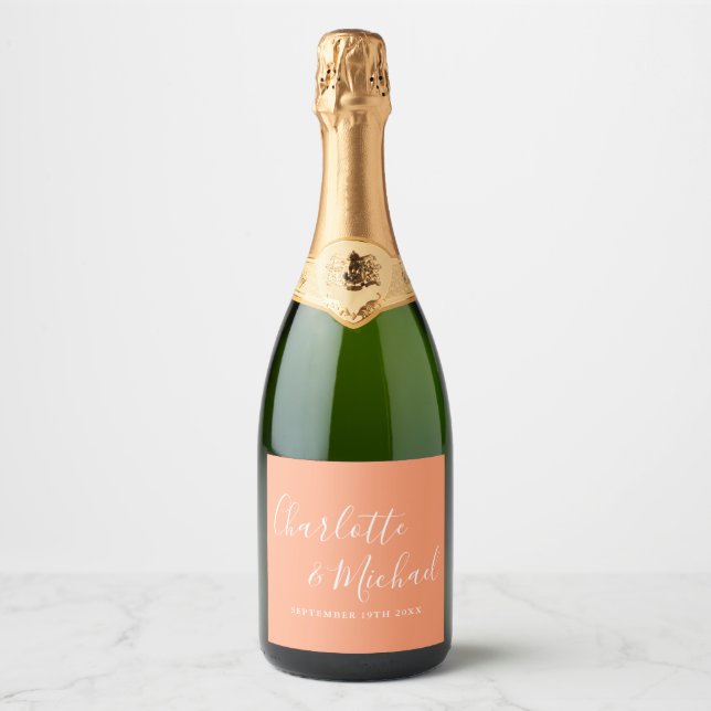 Elegante Signature Script Peach Hochzeit (Vorderseite)