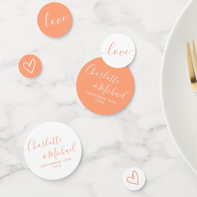 Elegante Signature Script Peach Hochzeit Konfetti (Elegant Signature Script Peach Wedding Confetti)