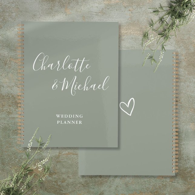 Elegante Signature Script Sage Green Wedding Planer (Elegant Signature Script Sage Green Wedding Planner)
