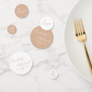 Elegante Signature Script Tan Taupe Hochzeit Konfetti