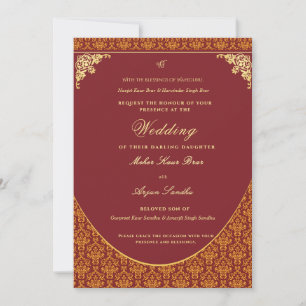 Elegante Sikh-Hochzeit   Punjabi-Hochzeit Einladung