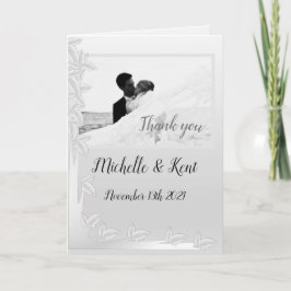 Elegante Silber-Blätter geklappt Dankeschön-Karte Karte