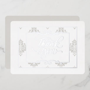 Elegante Silber Flat Dankeschön Karte - Real Foil