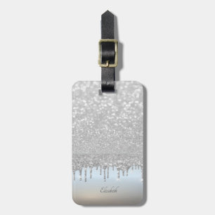 Elegante Silber-Glitter-Bokeh-Tropfen Gepäckanhänger