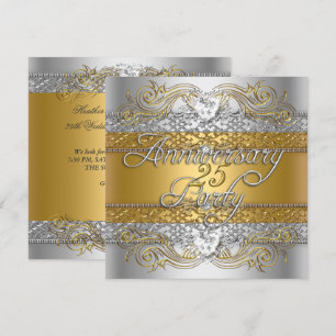 Elegante Silber-Gold-Feier zum 25-jährigen Jubiläu Einladung