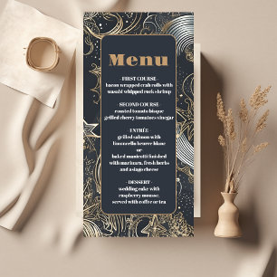Elegante Silber-Gold-Himmelhochzeit Menükarte