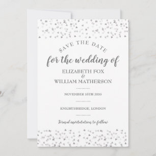 Elegante Silber Hearts Wedding Save the Date Card