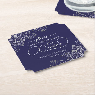 Elegante Silber & Navy Nehmt meine Trinkehe nicht. Untersetzer