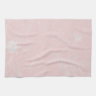 Elegante Silber-Rose floral Zeichnend rosa Design Geschirrtuch