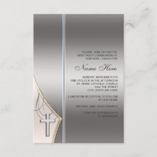Elegante Silber- und Gold-Erstkommunion-Einladung Einladung