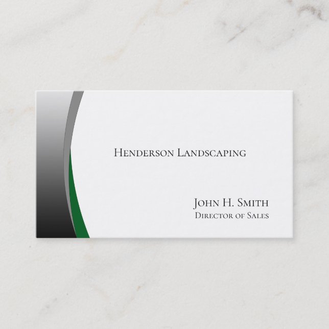 Elegante Silber- und Green Landscape Business Card Visitenkarte (Vorderseite)