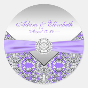 Elegante Silber- und Lavendel-Lila-Hochzeit Runder Aufkleber