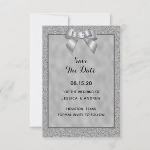 Elegante Silber- und stilvolle Glitter-Hochzeit Save The Date