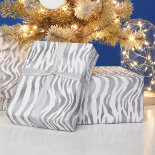 Elegante Silber-Zebrastreifen Geschenkpapier