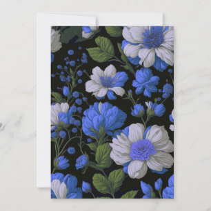 Elegante silberblaue, elegante Retrofloralen Einladung