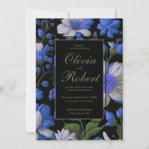 Elegante silberblaue, elegante Retrofloralen Einladung