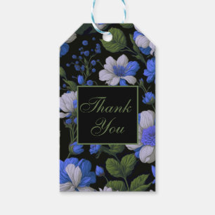 Elegante silberblaue, elegante Retrofloralen Geschenkanhänger