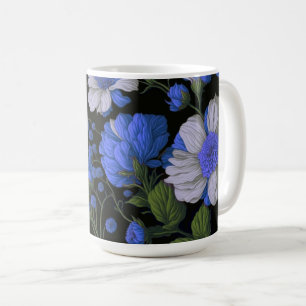 Elegante silberblaue, elegante Retrofloralen Kaffeetasse