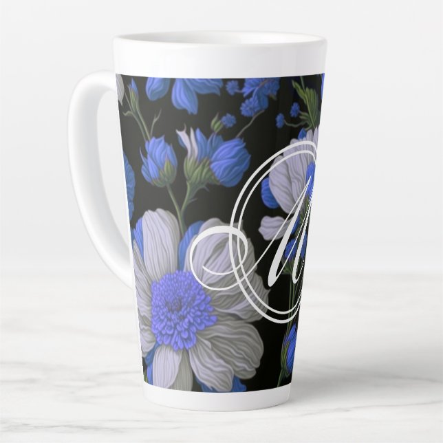 Elegante silberblaue, elegante Retrofloralen Milchtasse (Linke Ecke)