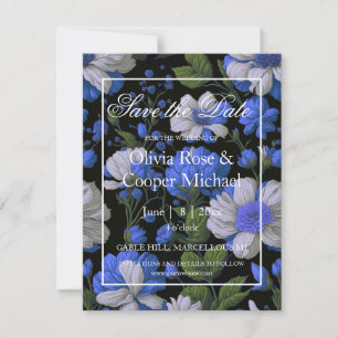 Elegante silberblaue, elegante Retrofloralen Save The Date
