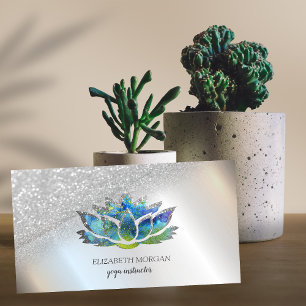 Elegante Silberblaue Lotus Visitenkarte