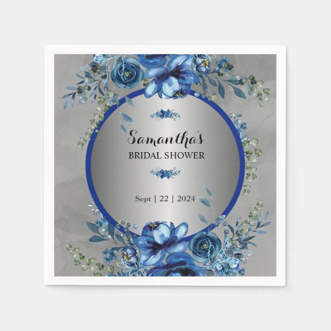 Elegante Silberblüten Hochzeiten von Napkins Serviette (Vorderseite)