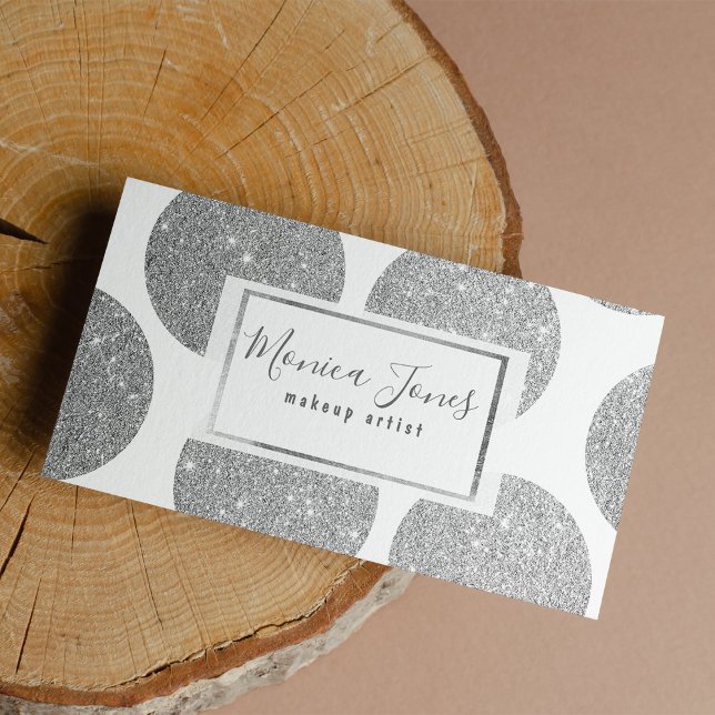 Elegante silberfarbene Glitzer-Polka-Punkte (Elegant stylish silver glam glitter polka dots )