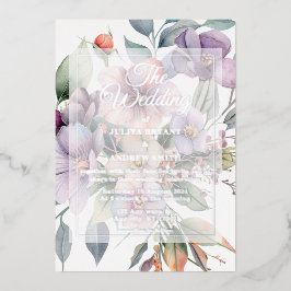 Elegante, silberfarbene Hochzeit Folieneinladung