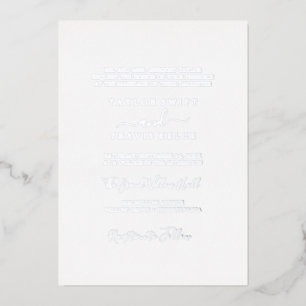 Elegante Silberfolien-Kalligrafie Formale Hochze Folieneinladung