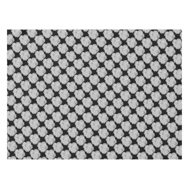 Elegante silbergraue Rose auf schwarz oder in beli Tischdecke (Vorderseite (Horizontal))