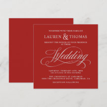 Elegante Silberkalligrafie auf der Rich Red Weddin