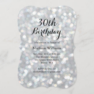 Elegante Silberlichter Geburtstag Einladung