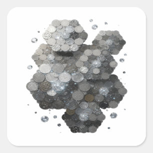 Elegante silberne abstrakte Sticker-Kunst Quadratischer Aufkleber