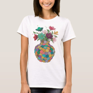 Elegante silberne BLUMEN IN EINER VASE Individuell T-Shirt