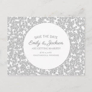 Elegante silberne Diamant-Glitter-Hochzeit Einladu Postkarte