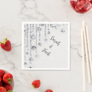 Elegante silberne Diamant-Hochzeitsserviette | Lux Serviette