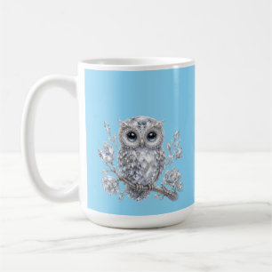 Elegante silberne Eulen-Botanik-Magie-Nacht-Deko Kaffeetasse