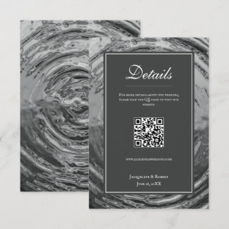 Elegante silberne Flüssig-Chrom-Wasser-Hochzeit Begleitkarte
